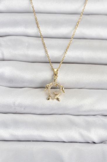 316L Çelik Zincir Gold Renk Caretta Caretta Model Kadın Kolye
