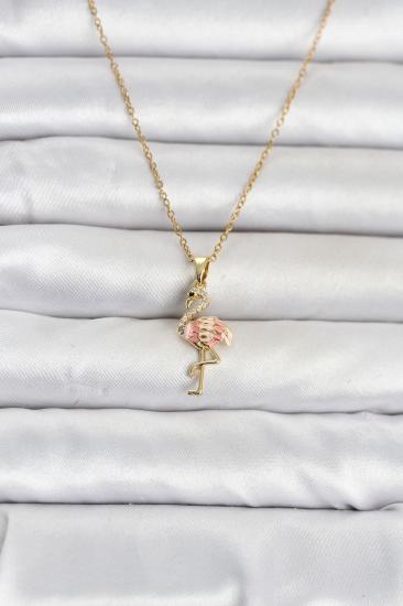 316L Çelik Zincir Gold Renk Flamingo Model Kadın Kolye
