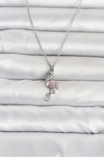 316L Çelik Zincir Gümüş Renk Flamingo Model Kadın Kolye