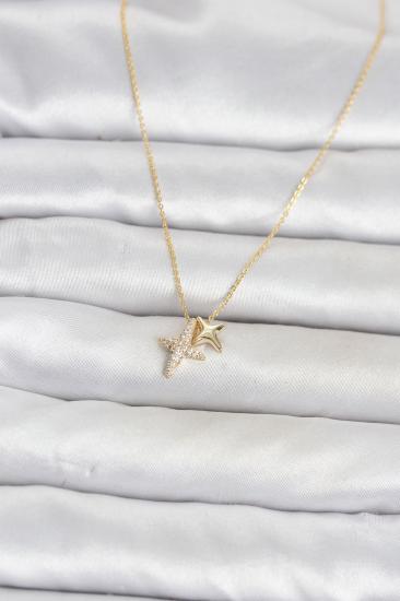 Pirinç Gold Renk Minimal Kutup Yıldızı Model Kadın Kolye
