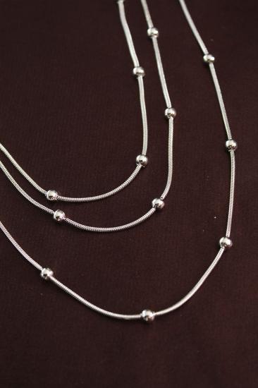 316L Çelik Gümüş Renk Minimal Topçuk Model Çoklu Kolye