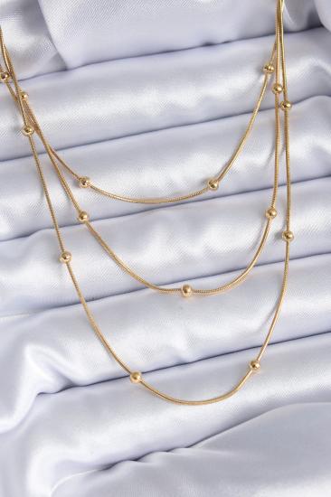 316L Çelik Gold Renk 3’lü Minimal Toplu Kadın Kolye