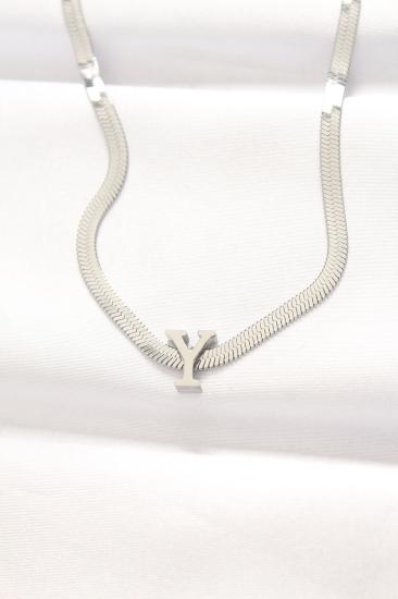316L Çelik Y Harfli Silver Renk İtalyan Zincirli Kolye