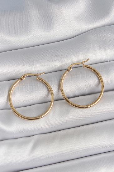 316 Çelik Gold Renk 27 mm Halka Model Kadın Küpe