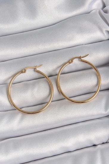 316 Çelik Gold Renk 33 mm Kadın Halka Model Kadın Küpe