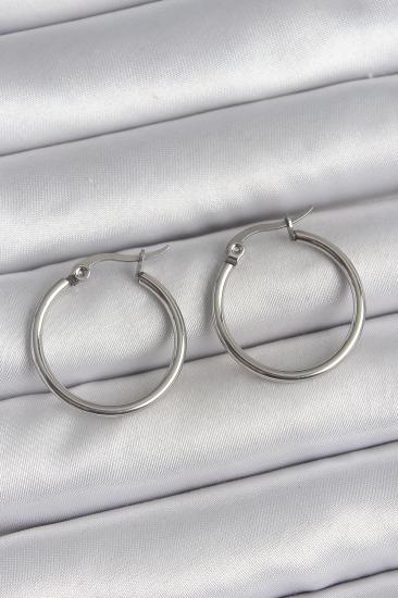 316 Çelik Gümüş Renk 22 mm Halka Model Kadın Küpe