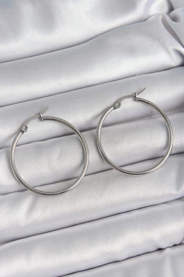 316 Çelik Gümüş Renk 33 mm Halka Model Kadın Küpe
