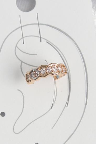 Pirinç Gold Renk Zirkon Taşlı Kadın Kıkırdak Küpe