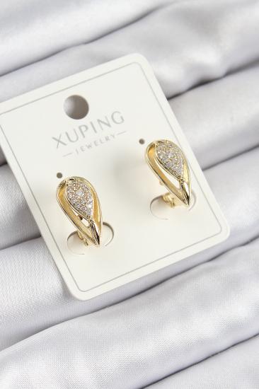 Xuping Zirkon Taşlı Damla Model Gold Renk Kadın Küpe