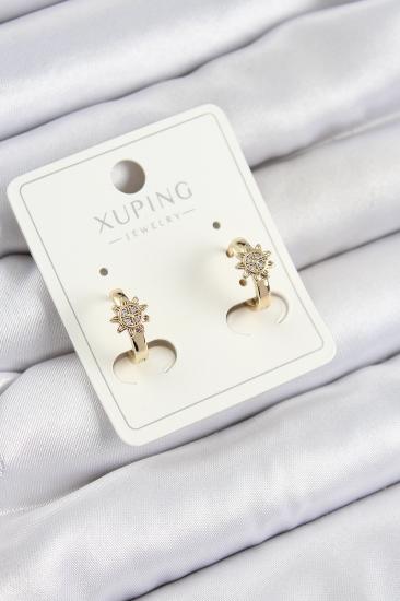 Xuping Zirkon Taşlı Çiçek Model Gold Renk Kadın Küpe