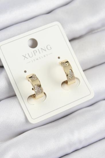 Xuping Zirkon Taşlı Desenli Halka Model Gold Renk Kadın Küpe