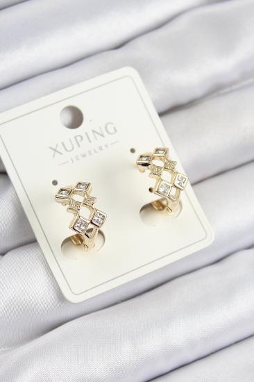 Xuping Zirkon Taşlı Baklava Model Gold Renk Kadın Küpe