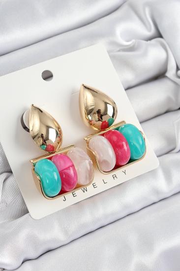 Pirinç Karışık Renk Vintage Model Kadın Küpe