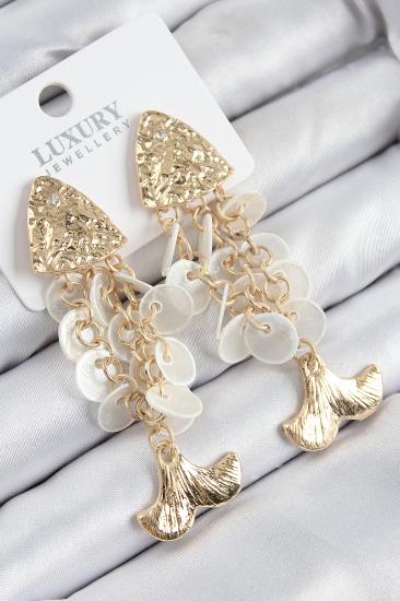 Pirinç Sallantılı Sedefli Balık Model Gold Renk Kadın Küpe