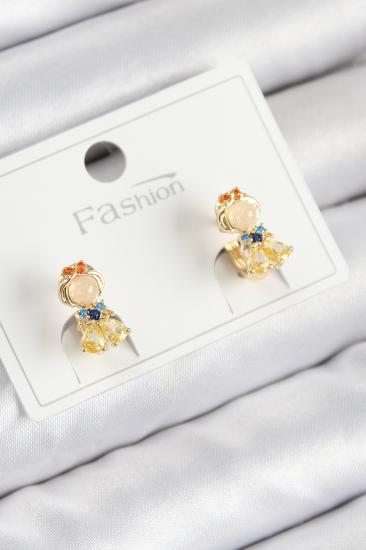 Pirinç Zirkon Taşlı Pamuk Prenses Model Gold Renk Çocuk Küpe