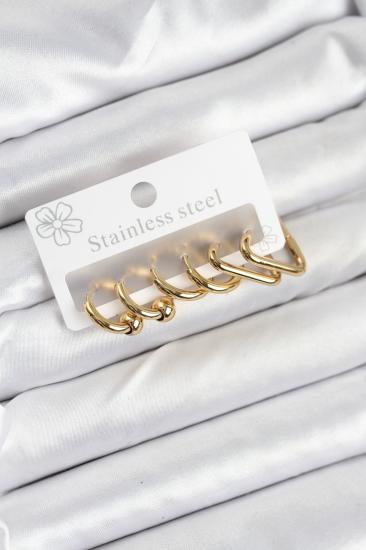 316L Çelik Gold Renk Kadın Küpe Seti