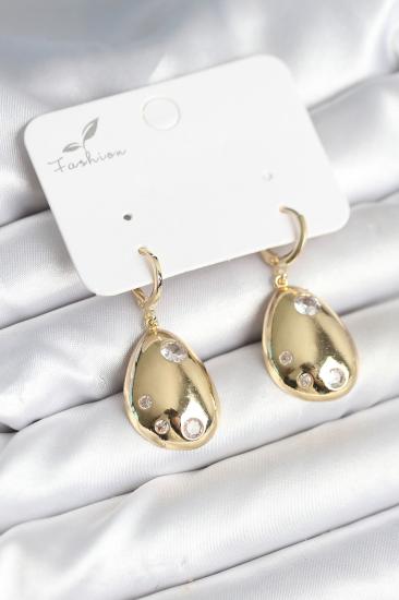 Gold Renk Pirinç Damla Model Kadın Küpe