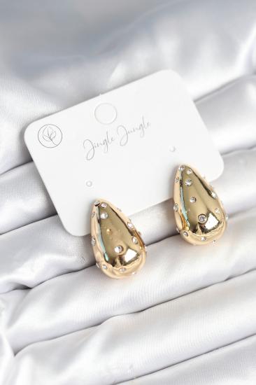 Damla Model Pirinç Gold Renk Kadın Küpe