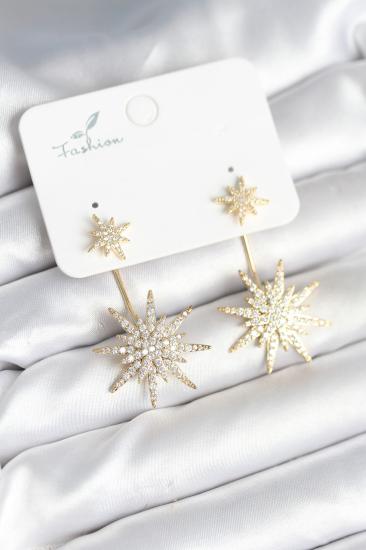 Kutup Yıldızı Model Zirkon Taşlı Pirinç Kadın Küpe