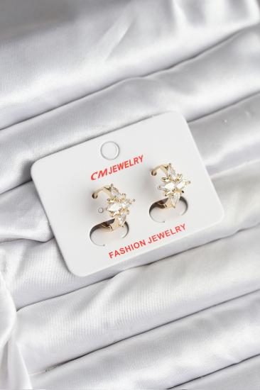14K Gold Renk Kaplama Kutup Yıldız Zirkon Taşlı CM Kadın Küpe