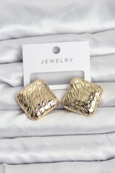316L Çelik Gold Renk Kare Vintage Kadın Küpe