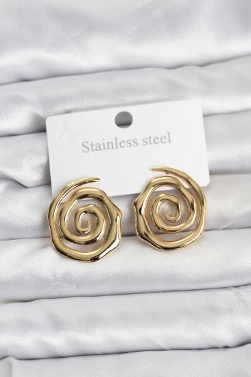 316L Çelik Gold Renk Sarmal Model Kadın Küpe