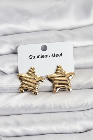 316L Çelik Gold Renk Yıldız Model Kadın Küpe