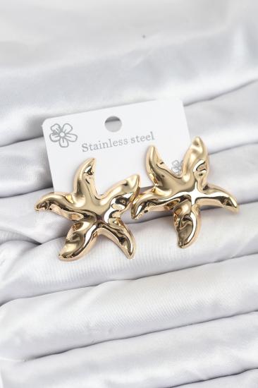 316L Çelik Gold Renk Yıldız Model Kadın Küpe