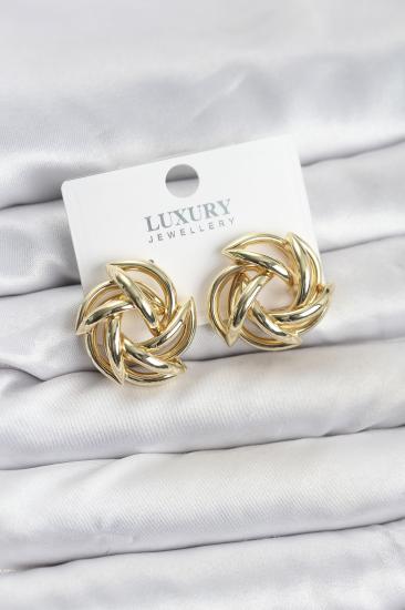 Gold Renk Pirinç Keskin Sarmal Model Kadın Küpe