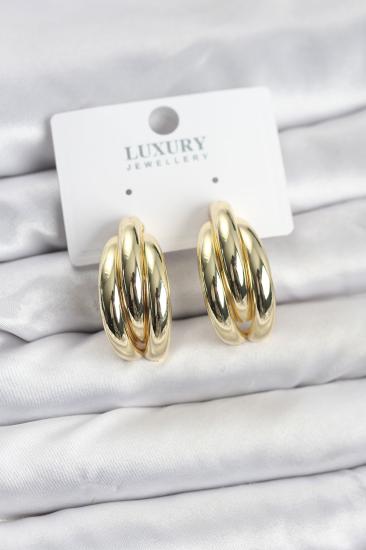 Gold Renk Pirinç Yarım Halka Model Kadın Küpe