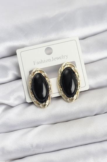 Siyah Badem Model Vintage Kadın Küpe