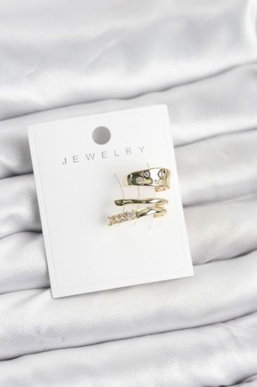 Gold Renk Zirkon Taşlı Pirinç Kıkırdak Küpe