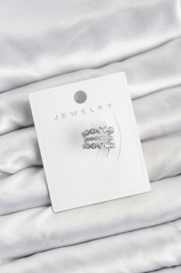 Gümüş Renk Zirkon Taşlı Pirinç Kıkırdak Earcuff Küpe