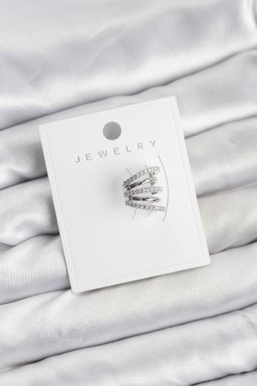 Gümüş Renk Pirinç Zirkon Taşlı Kıkırdak Earcuff Küpe