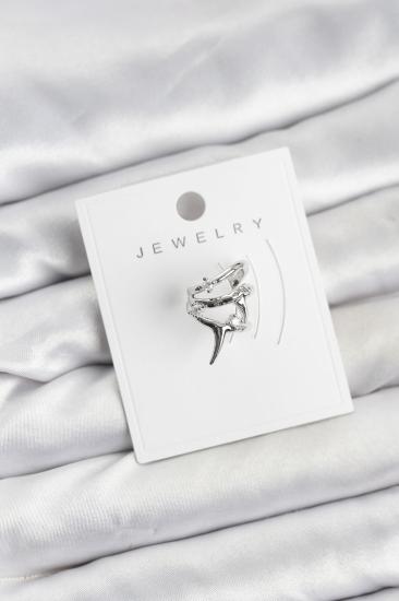 Gümüş Renk Pirinç Diken Model Kıkırdak Earcuff Küpe