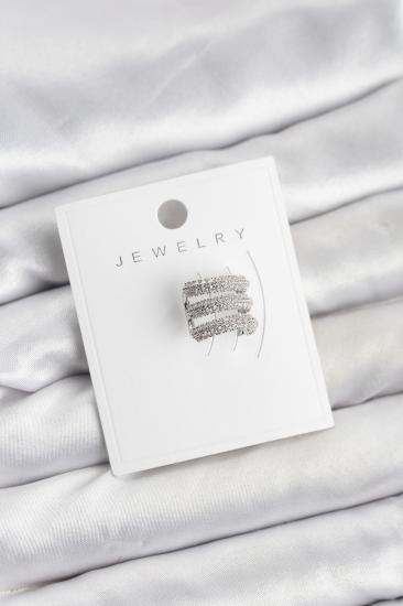 Pirinç Gümüş Renk Zirkon Taşlı Earcuff Kıkırdak Küpe