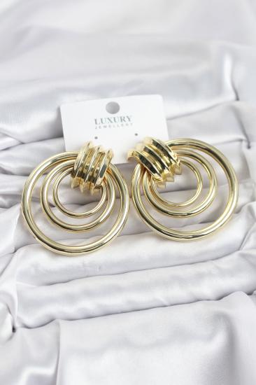 Pirinç Gold Renk Halka Model Vintage Kadın Küpe