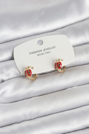 Uğur Böceği Model Gold Renk Pirinç Çocuk Küpe