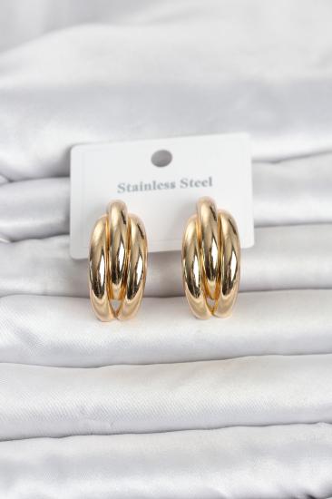 316L Çelik Gold Renk Yarım Halka Model Kadın Küpe
