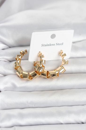 316L Çelik Gold Renk Spiral Halka Kadın Küpe