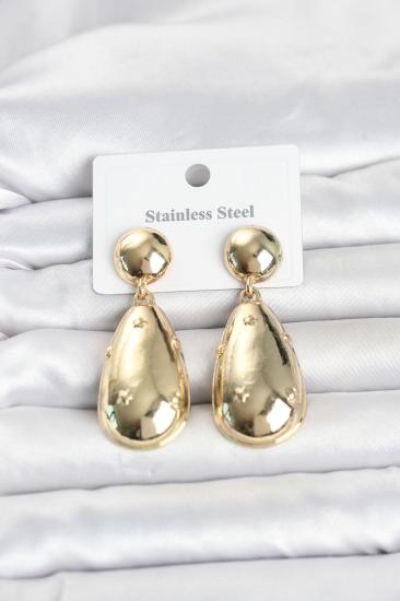 316L Çelik Gold Renk Damla Model Kadın Küpe