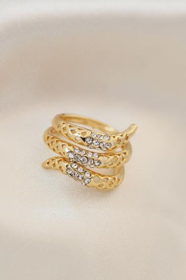 Ayarlamalı Gold Renk Metal Zirkon Taşlı Yüzük