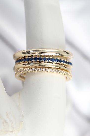 Pirinç Gold Renk Zirkon Taşlı 4’Lü Kadın Yüzük