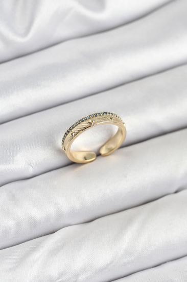 Pirinç Gold Renk Sıralı Zirkon Taşlı Kutup Yıldızı Model Kadın Yüzük