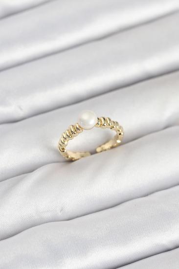 Pirinç Gold Renk Göbek İnci Model Kadın Yüzük