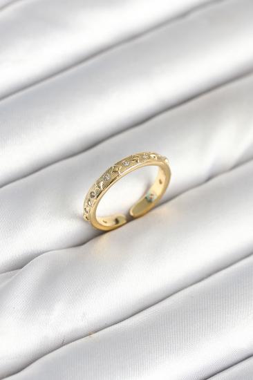 Pirinç Gold Renk Zirkon Taşlı Kadın Yüzük