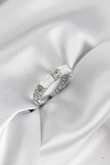Zirkon Taşlı Kemik Model Gümüş Renk Kadın Yüzük
