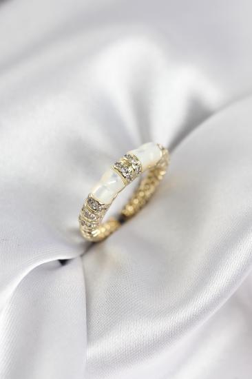 Zirkon Taşlı Kemik Model Gold Renk Kadın Yüzük