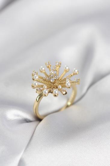 Gold Renk Karahindiba Model Zirkon Taşlı Kadın Yüzük
