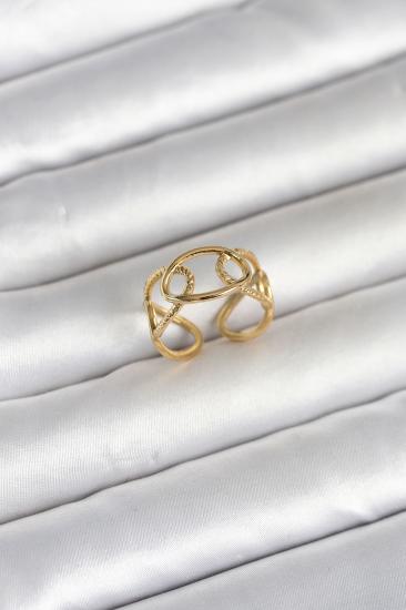 316L Çelik Gold Renk Zincir Model Kadın Yüzük
